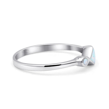 Square Vintage Style Petite Dainty Statement Fashion Thumb Ring Lab White Opal 925 Sterling Silver